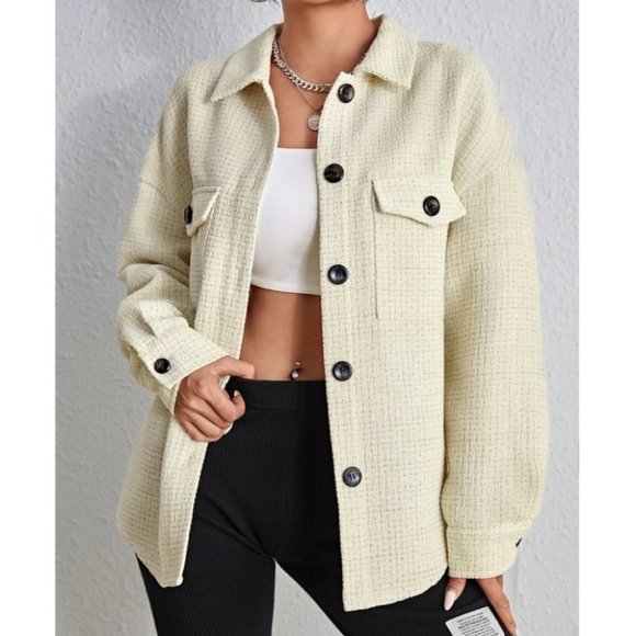 Casual Comfy Plaid Print Flap Pocket Overcoat Jacket Shacket Coat - Picture 7 of 10